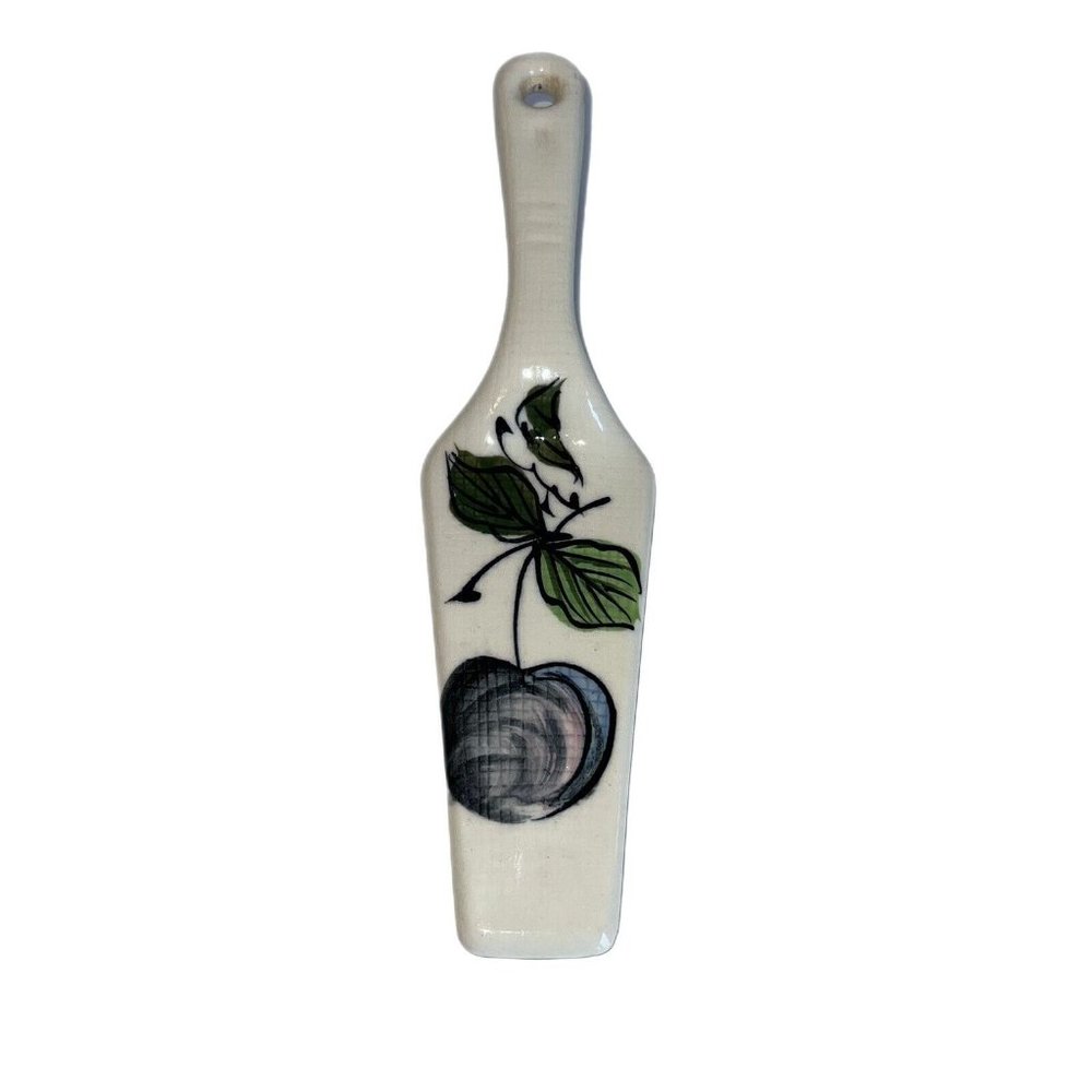 Vintage Ucagco Porcelain Pie Cake Server Made in Japan Fruit Hand Painted Purple